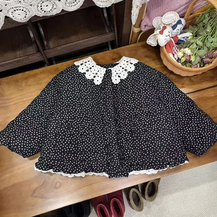 〖姐姐家〗2025冬款儿童萌娃穿搭碎花翻领棉袄外套26828