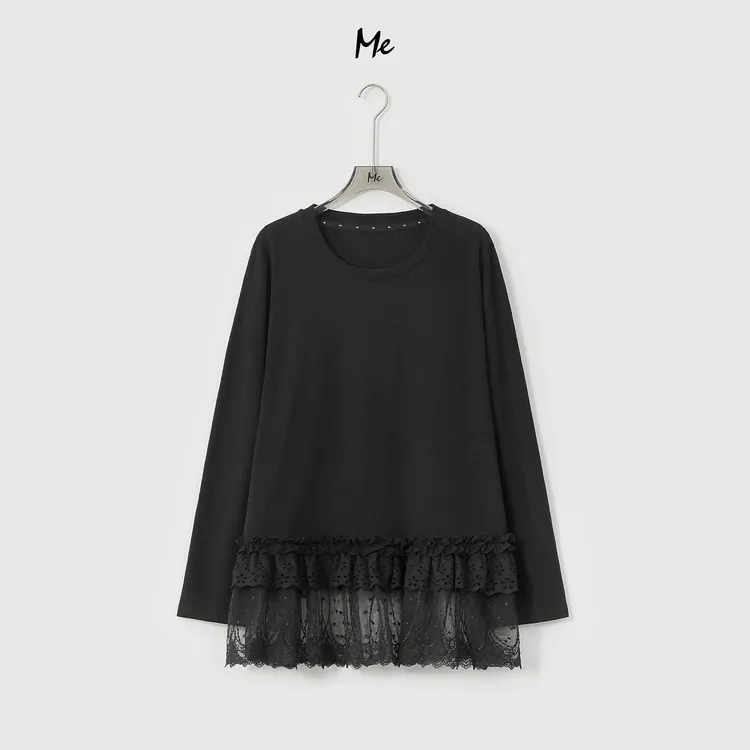 ME【蛋糕花大版T】蕾丝刺绣拼接少女感时尚百搭一手长上衣MESA3681