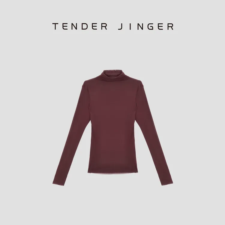 Tender Jinger｜线下专供 高弹网纱小立领气质打底衫T54LFK50274