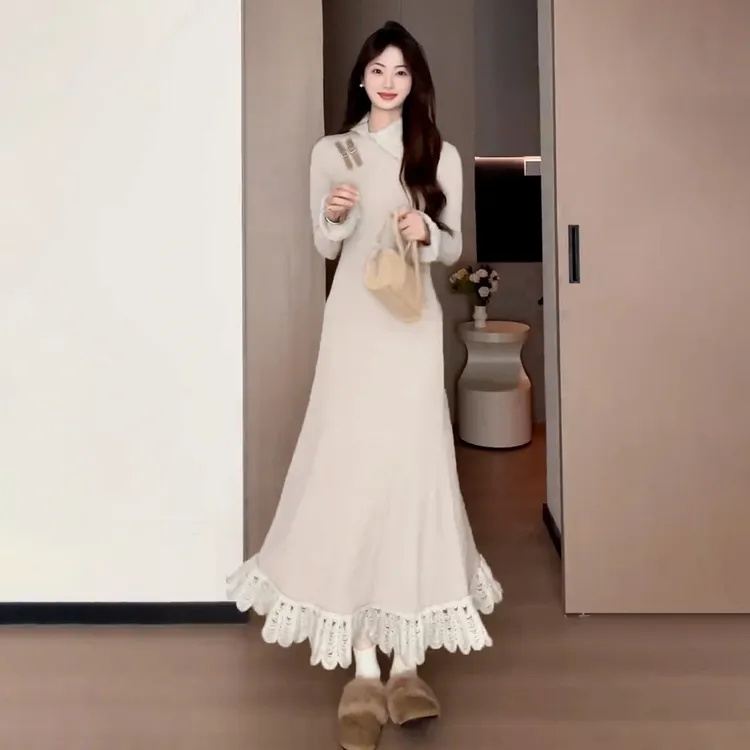 巨好看的秋冬季针织连衣裙子女出席主要场合穿搭2025新款气质长裙