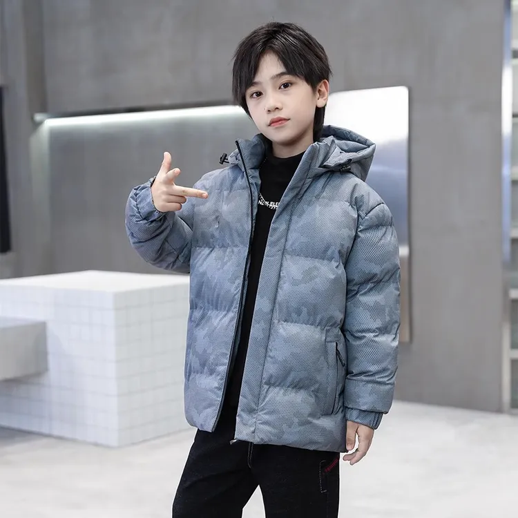 男童羽绒棉服2025新款中大童棉衣儿童洋气秋冬中长款保暖连帽外套