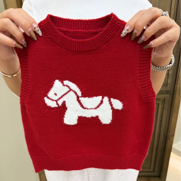 【白马王子马甲】2025冬季新款男女童装套头马甲宝宝针织衫圆领上衣
