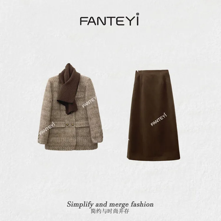 范特依-541冬季新款洋气百搭韩系西装羽绒服不臃肿套装7981