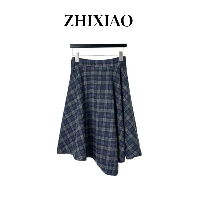 【ZHIXIAO】秋冬新款：不规则格子半裙25602