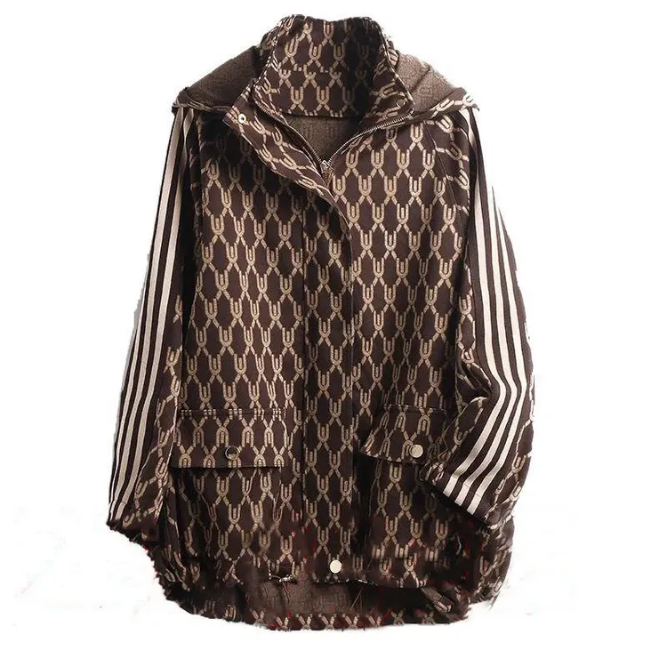 特！门店6&19！轻奢老钱风经典老花连帽夹克拼色休闲外套上衣L71444