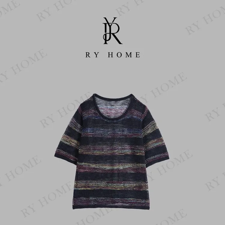 【容雨RYHOME】新款条纹镂空针织毛衣252M2954