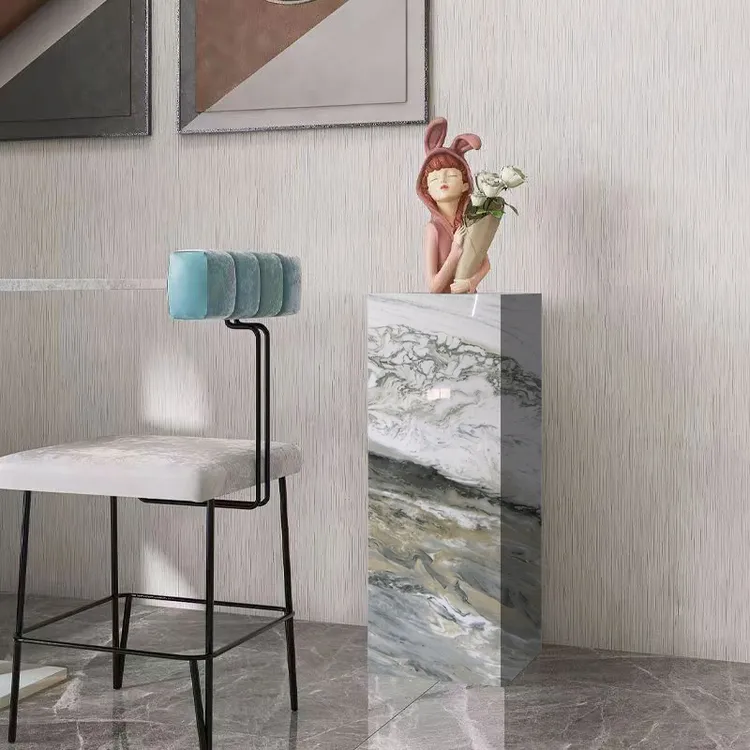 客厅玄关落地式装饰摆件雕塑工艺品底座展示台立柱岩板花架子石墩