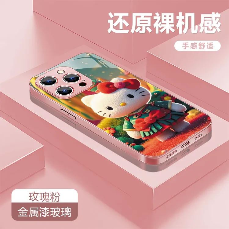 立体kt适用苹果17/16华为P70/vivo/oppo金属漆玻璃防摔手机壳女