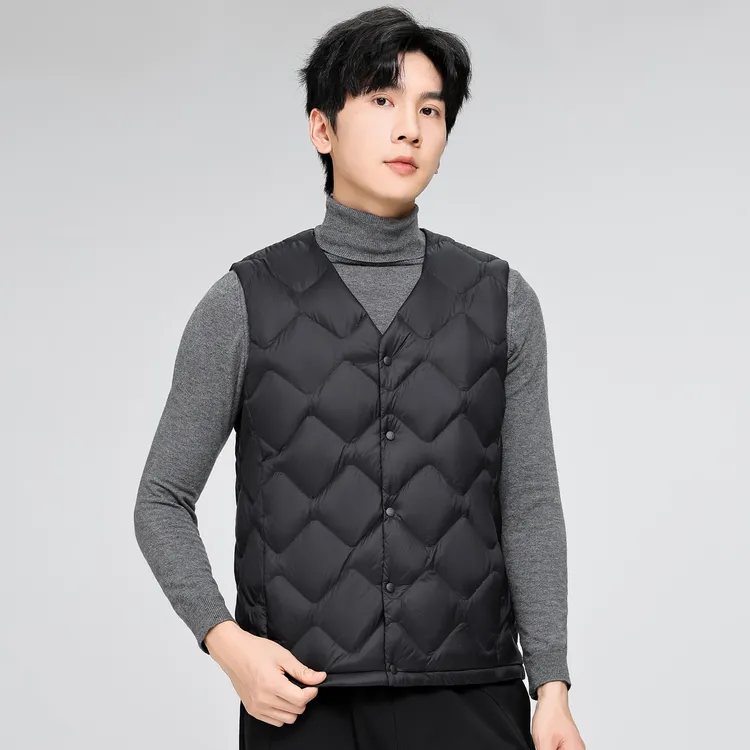 2025新款男士轻薄羽绒马甲背心秋冬内外穿保暖青年百搭爸爸装坎肩