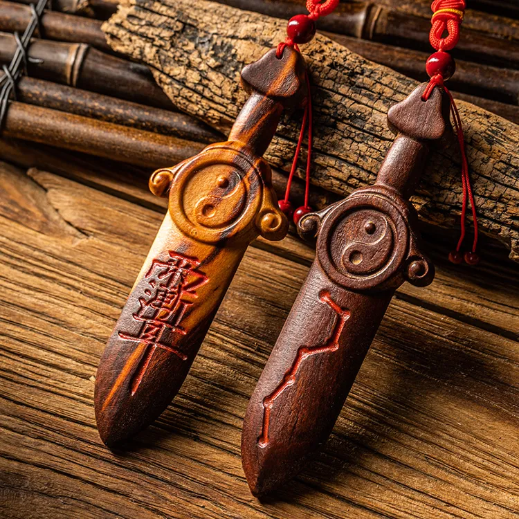 天然雷击桃木剑紫薇讳太极七星剑正宗道家创意纯手工雕刻已开祝