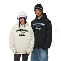 404MOB美式小狗刺绣菱格加厚棉衣外套潮秋冬季连帽棉服情侣卫衣男