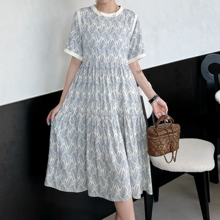 碎花显瘦气质时尚夏季法式印花夏装减龄辣妈大码宽松复古甜美温柔