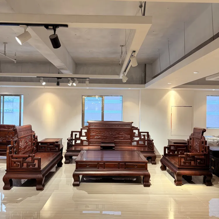 【雕花山水卷书七件套沙发】沙发红木榫卯原木客厅家用新中式古典