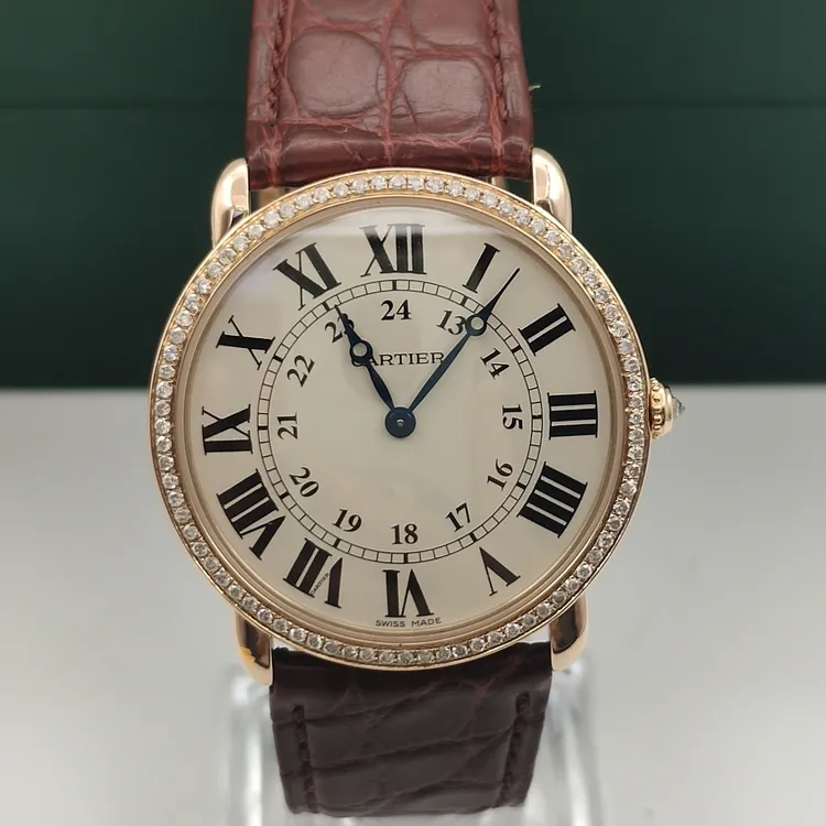 99新 Cartier/卡地亚 伦敦W6800251/后加钻/手动/表径36/玫瑰金