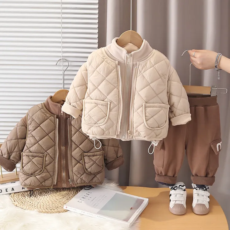 【沫沫家】男女童加绒套装冬季加厚马甲儿童拉链棉服三件套秋冬季