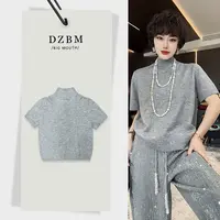 【DZBM】2025秋季新款半高领烫钻半袖毛衣-S5258