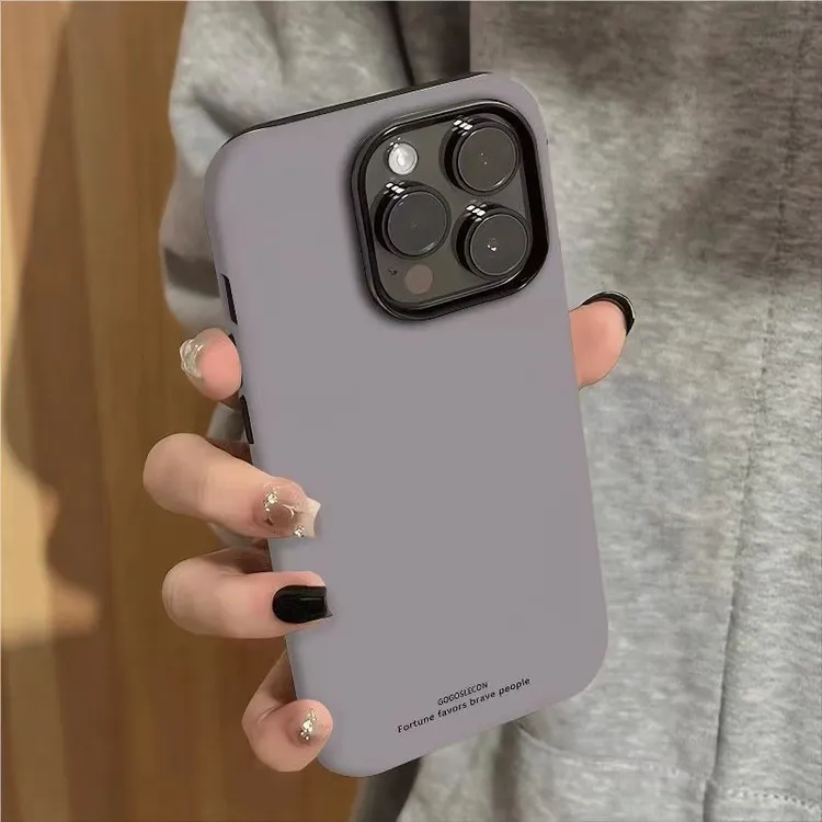 纯色葡萄紫英文二合一适用iPhone17Promax菲林16/15手机壳14防摔