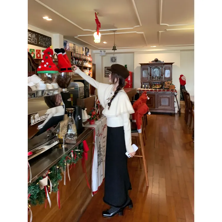 切糕自制【摇曳生姿】小个子秋冬设计感高腰显瘦长款呢子半身裙