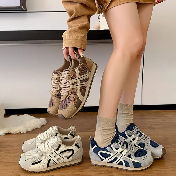 真皮厚底德训小白鞋女款秋季百搭休闲板鞋四季款女阿甘鞋M23-7