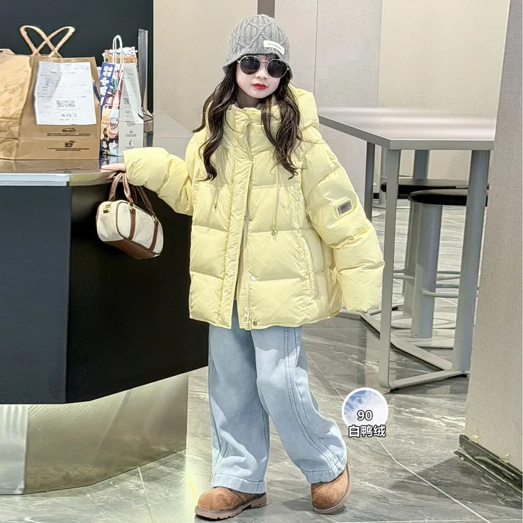 女童羽绒服冬装2025新款洋气儿童冬季加厚保暖女大童90白鸭绒外套