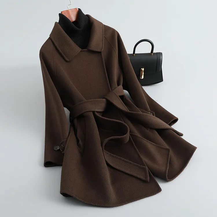 2025年高端赫本风双面羊绒大衣女中长款羊毛呢外套小个子秋冬新款