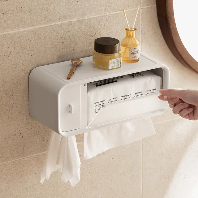 壁挂式多功能洗脸巾收纳盒厕所置物架卫生间一次性洁面纸巾化妆棉