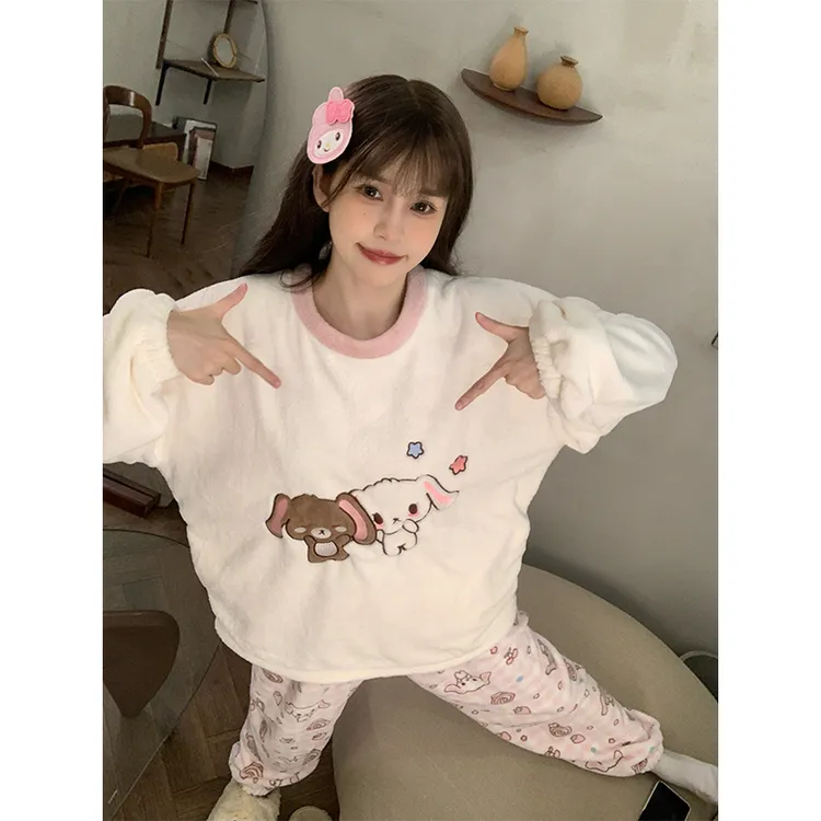 珊瑚绒睡衣女款爆款2025新款甜美大学生加绒加厚保暖法兰绒家居服