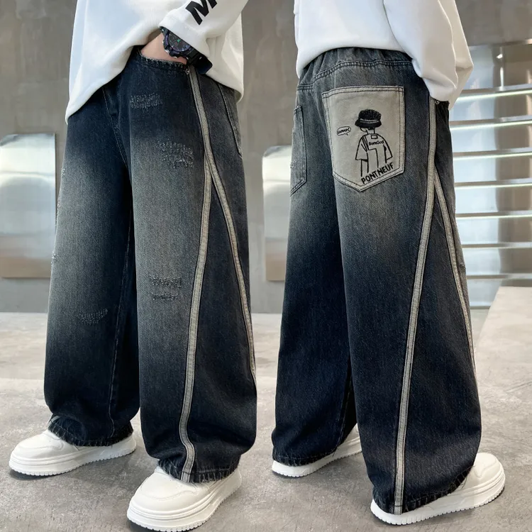 男童春秋款直筒牛仔裤2025新款韩版中大童秋季裤子男孩秋装长裤潮