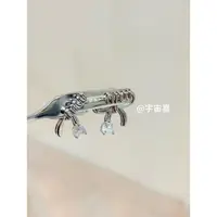 铜合金锆石耳饰 T1-011【银色锆石蝴蝶结字母小m前后耳钉】