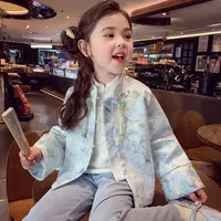 【现货】米米哈罗女童秋款新中式改良金线水彩画唐装外套Q250001