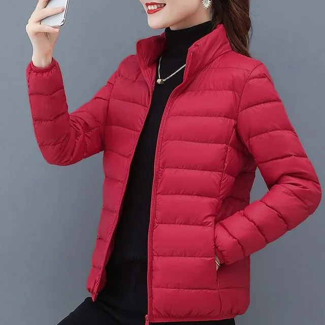 冬季轻薄洋气羽绒棉服女2026年新款轻便保暖短装胖妹妈妈上衣外套