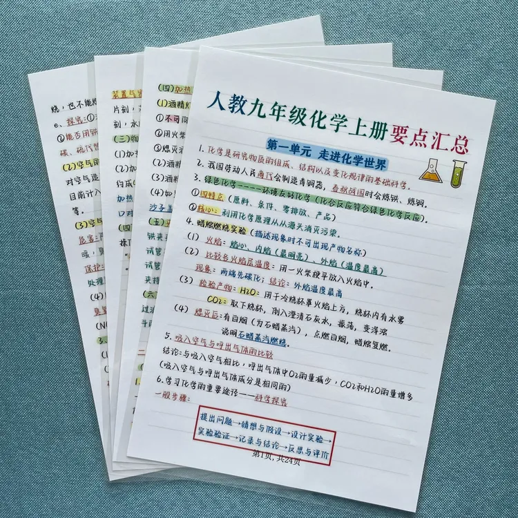 初中人教九年级化学要点汇总速读速记巩固知识高效记忆提分闪卡