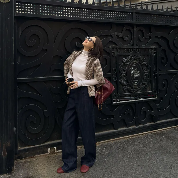 王嬛嬛MsLime新款【清坎】特深兰牛仔面料深蓝牛仔裤 HD2D0072