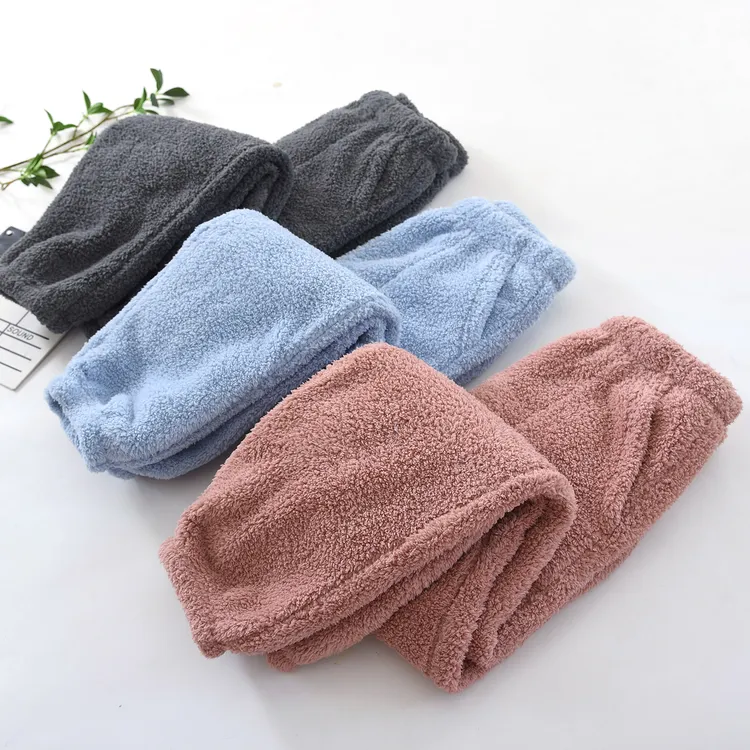 冬季情侣珊瑚绒睡裤男女加绒加厚保暖束脚收口法兰绒家居裤暖暖裤