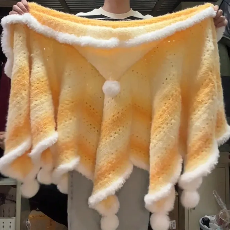 手工diy七星毯斗篷披肩材料包钩织毛线连帽款秋冬季送人女友礼物