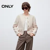 ONLY2025秋季新款优雅正肩口袋装饰小香风毛呢外套女|12534T002