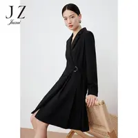 【小余专属】JZ玖姿-JTDC50020职业西装小黑裙小个子雪纺连衣裙黑