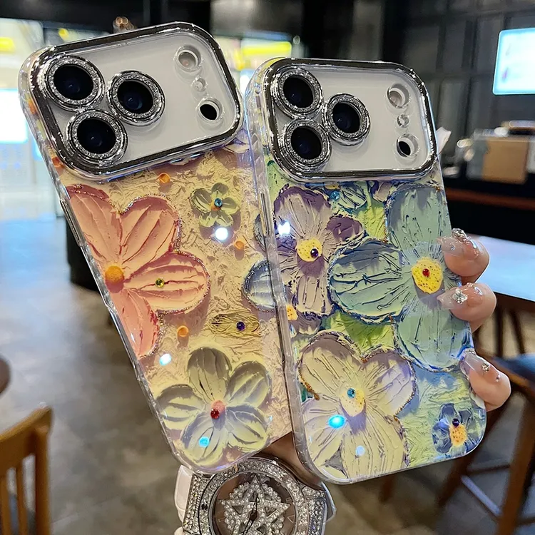 适用苹果系列iPhone17新款手机壳16promax小众海棠花全包闪粉镜头