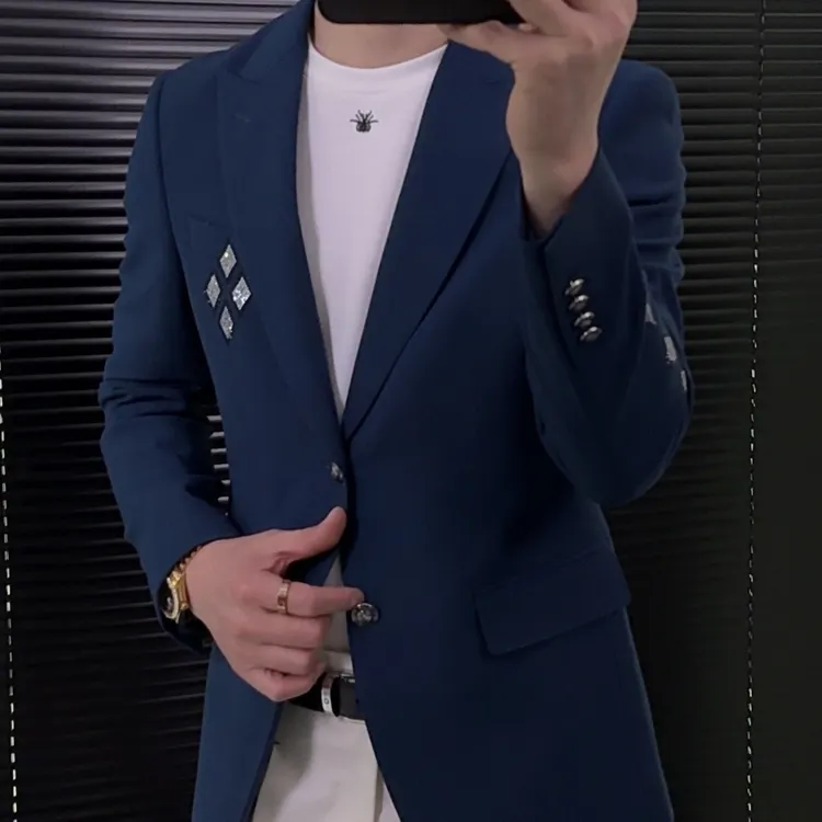 男士新款设计师款潮流英伦百搭修身帅气休闲时尚韩版小西装