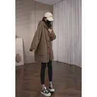 硕哥宽松大版休闲气质洋气上衣双面穿连帽毛毛外套 25556