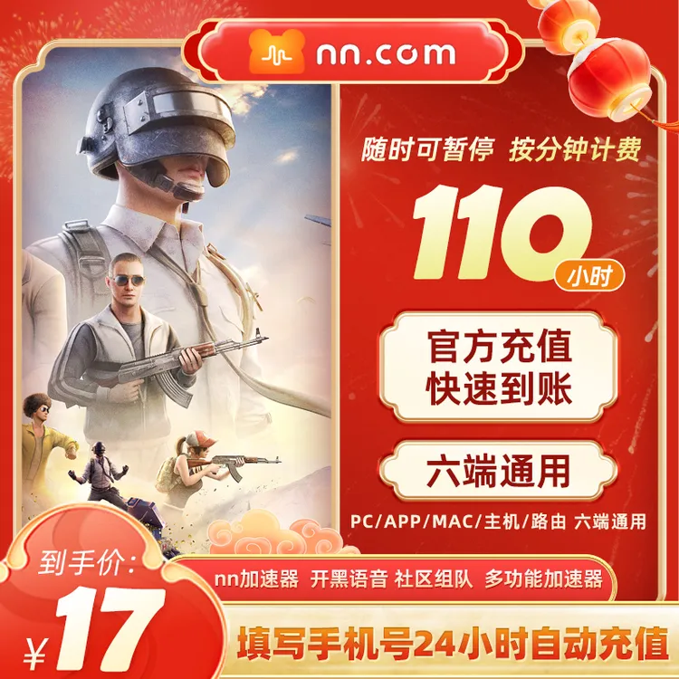 NN110小时起可暂停直充网游PUBG/暗黑神4/apex/steam雷神加速器