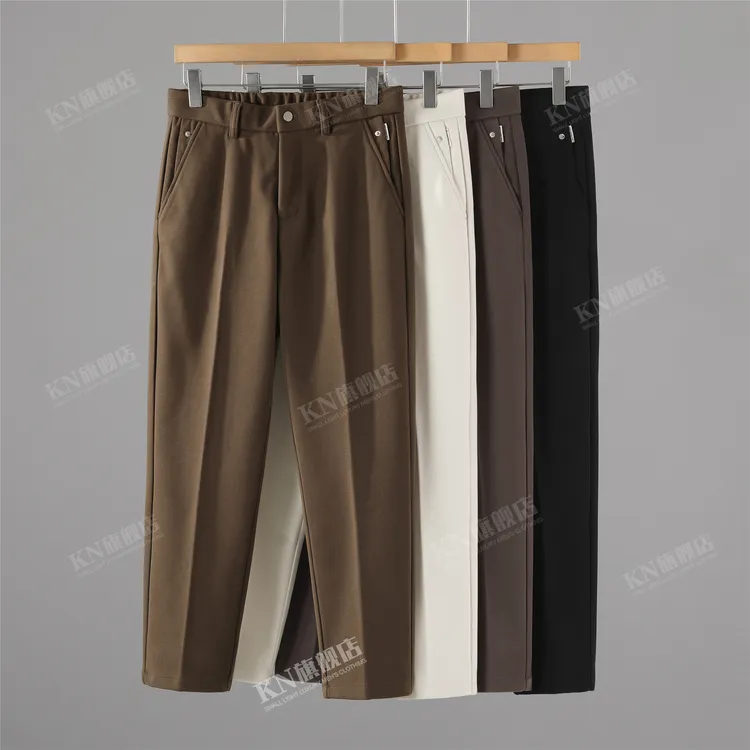 复古纯色微锥小直筒毛昵裤休闲百搭垂感简约时尚轻奢百搭男士长裤