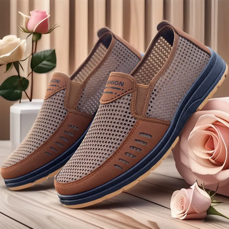 透气网眼男鞋送爸爸休闲鞋防滑工作夏季休闲爸爸鞋老人鞋软底软面