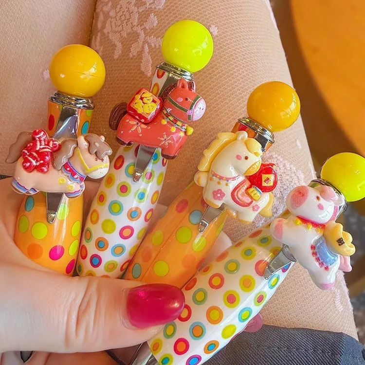 创意可爱卡通小马按动中性笔学生超萌签字笔