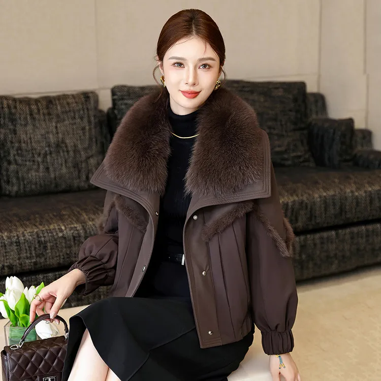 皮草外套女2025年新款鹅绒羽绒服女冬季显瘦时尚加厚加绒休闲短款