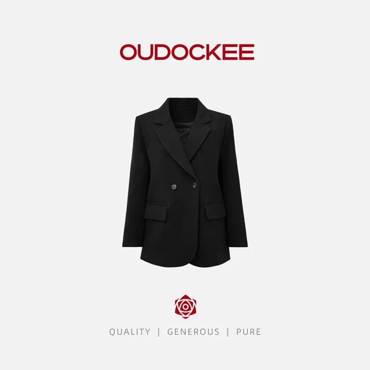 OUDOCKEE 鸥鸥【绵羊毛】黑西装 新款韩版宽松极简风西装 XACE817T