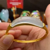 翡翠手镯18K金镶嵌节节高升