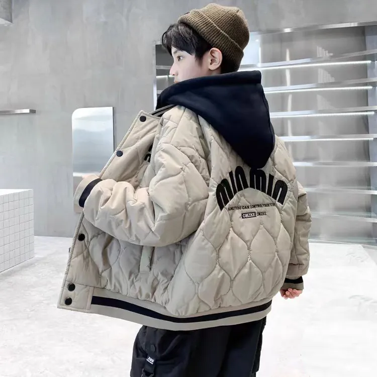 男童棉服秋冬款中大童宽松假两件儿童冬季二棉棒球服2025新款外套