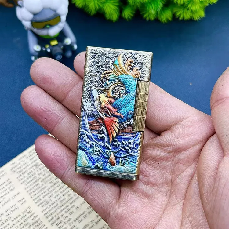 创意侧滑轮顶部加油搓轮式打火机国风设计独特实用性双面