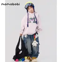 momobobi自制新款儿童卫衣韩版个性字母外套复古宽松百搭连帽卫衣